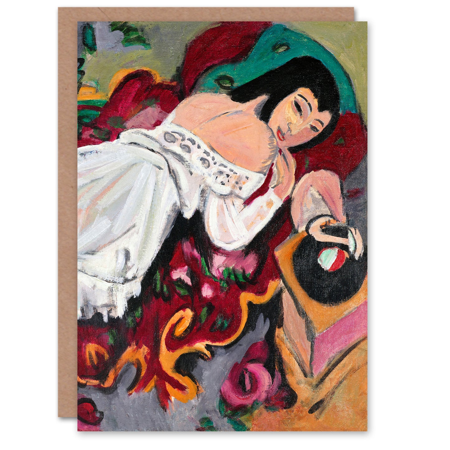 Ernst Ludwig Kirchner Art Card Girl in White Chemise
