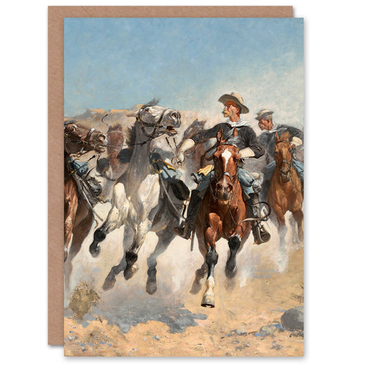 Remington Art Card The Fourth Troopers Moving the Led Horses