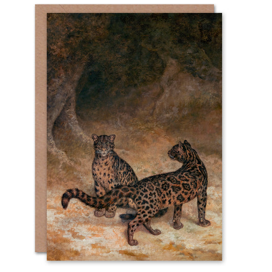 Jacques Laurent Agasse Art Card Two Clouded Leopards
