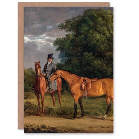 J L Agasse Art Card Groom Mounted On A Chestnut Hunter Horse
