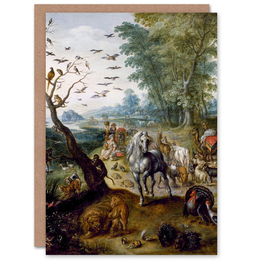 Jan Van Kessel Art Card Painting Detail Noah's Family and Animals