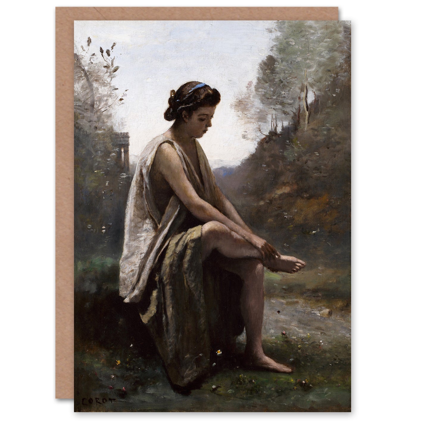 Camille Corot Eurydice Nursing a Serpent Bite Art Greeting Card