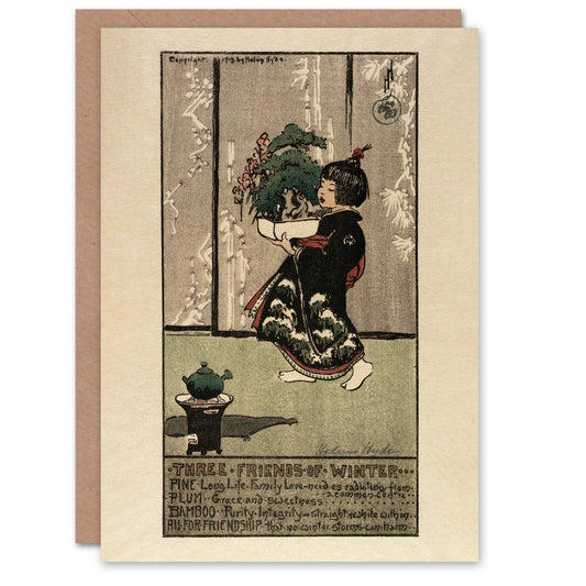 Helen Hyde Three Friends of Winter Tree List Art Greeting Card