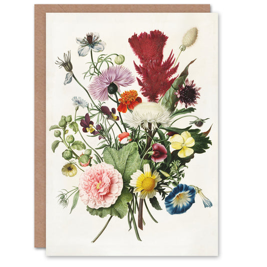 Herman Henstenburgh Colourful Bouquet of Flowers Art Greeting Card