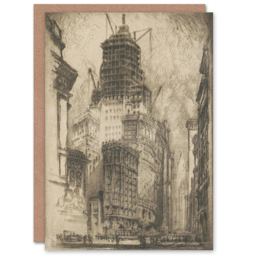 Joseph Pennell Standard Oil Building With Scaffolding Art Greeting Card
