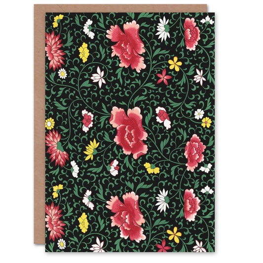 Owen Jones Elegant Chinese Flower Pattern Art Greeting Card