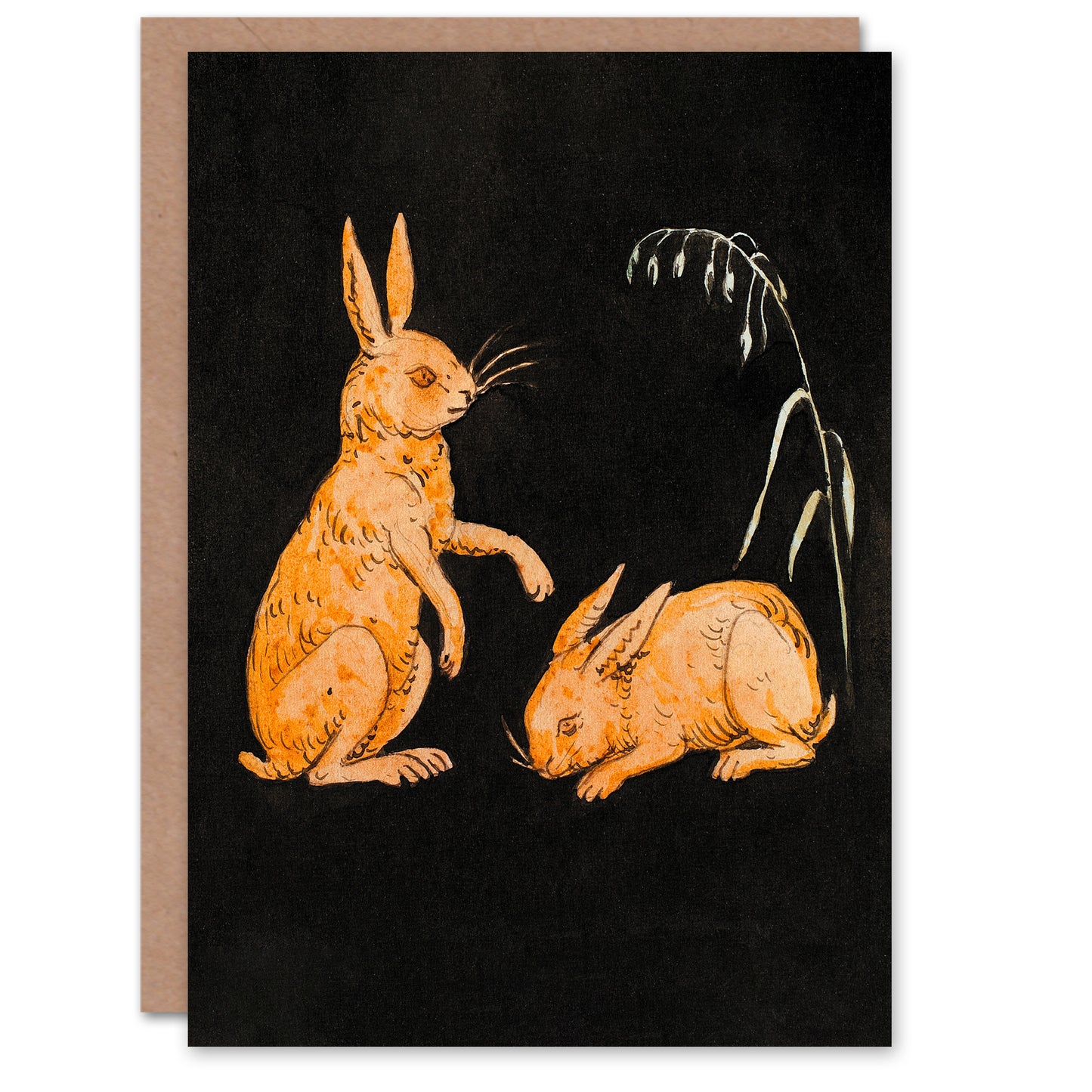 PC Skovgaard Two Hares Vintage Animal Illustration Art Greeting Card