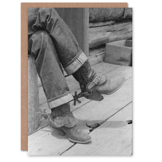 Russell Lee Boots and Spurs Vintage Photograph Art Greeting Card
