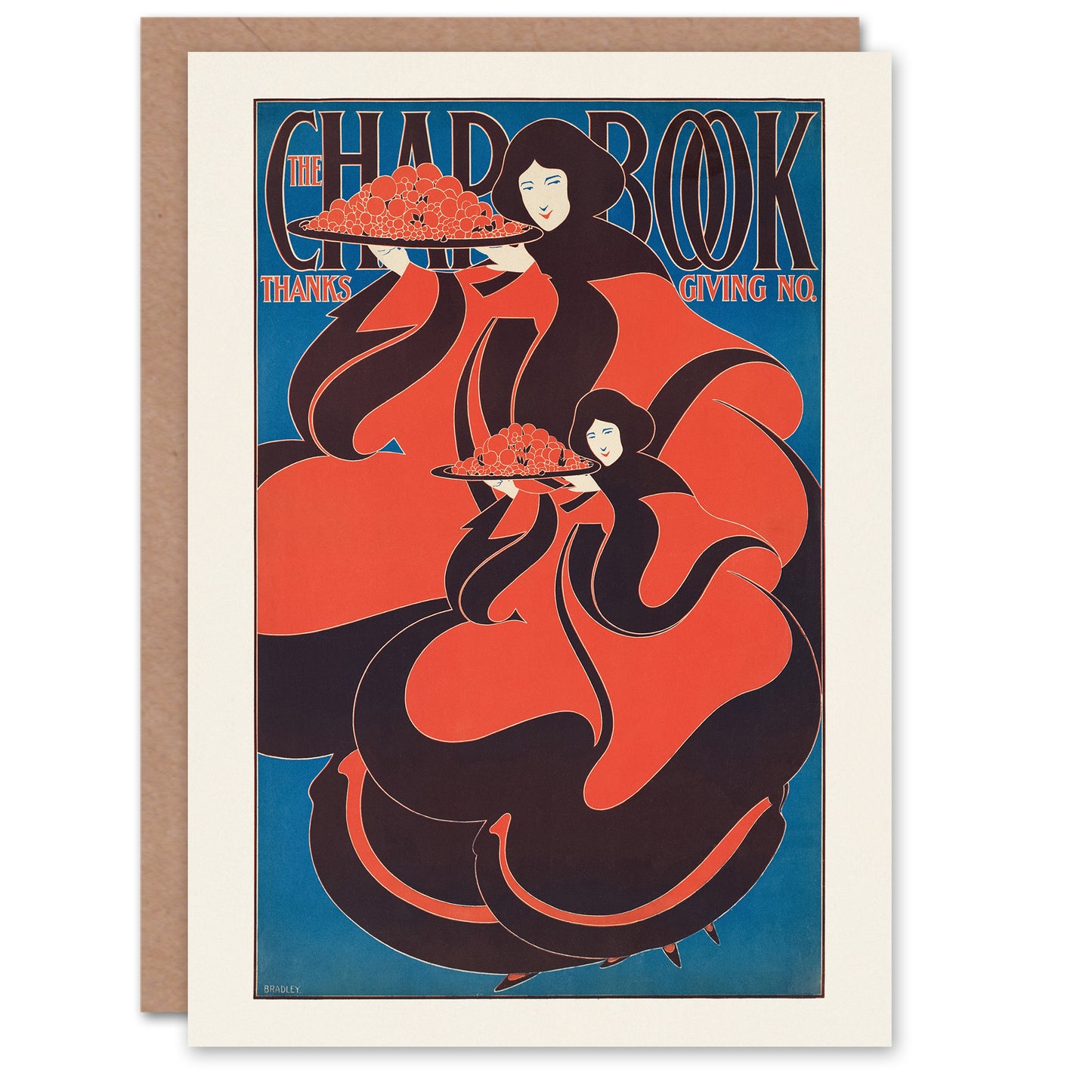 W H Bradley The Chapbook Vintage Thanksgiving Cover Art Greeting Card