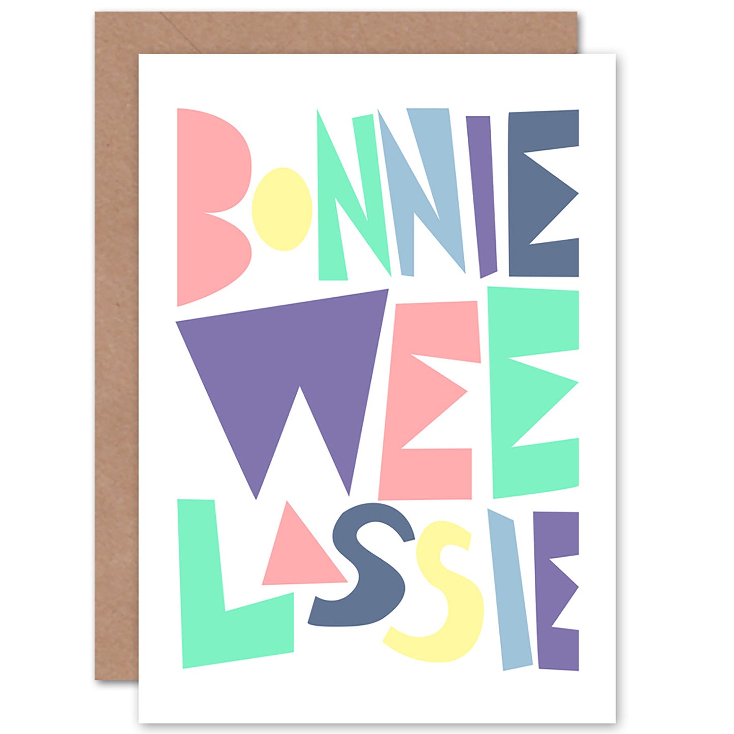 Bonnie Wee Lassie Girl Scottish Colourful New Baby New Baby Card