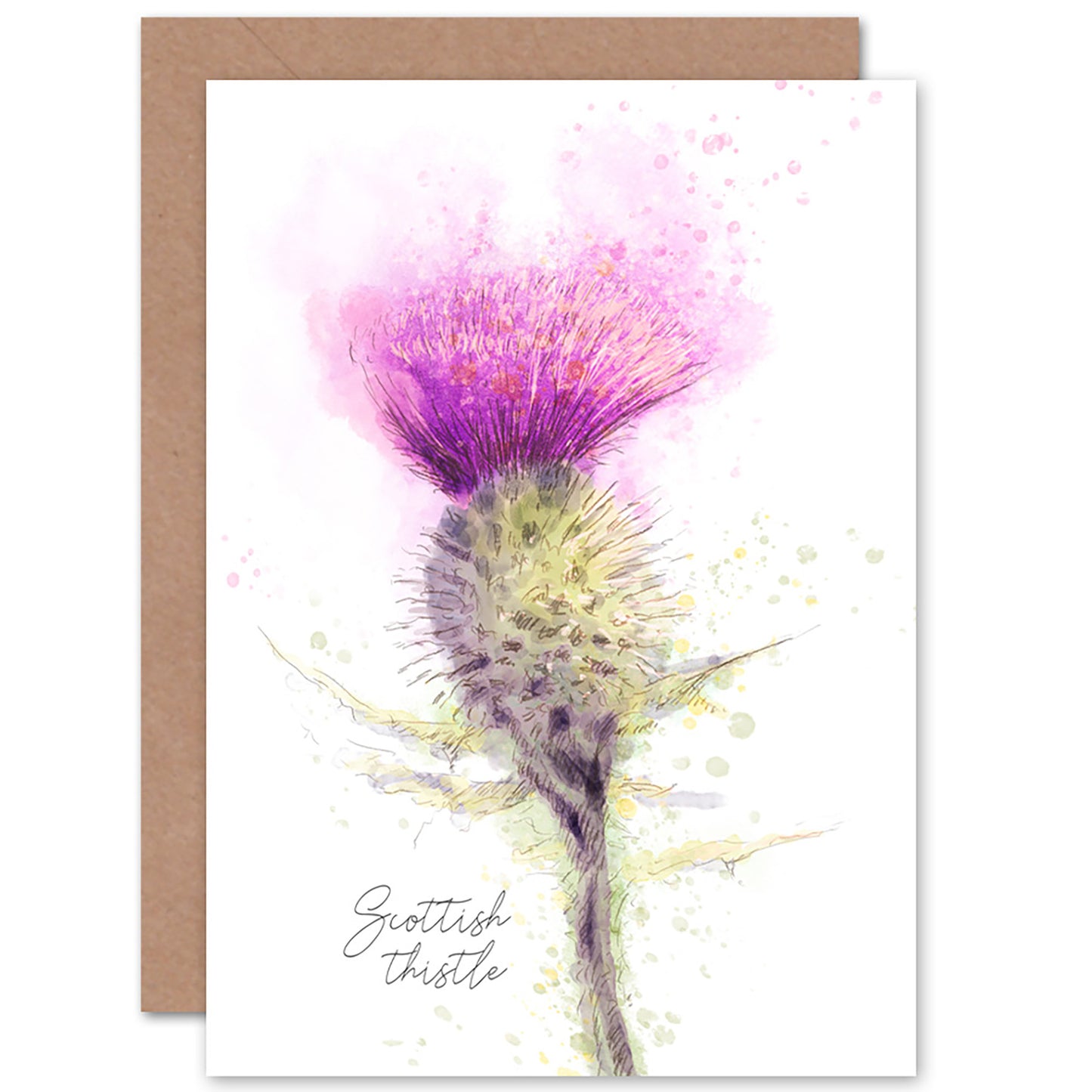 Thistle Watercolour Scottish Card