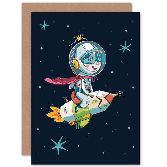 Super Astronaut Kid Space Birthday Card