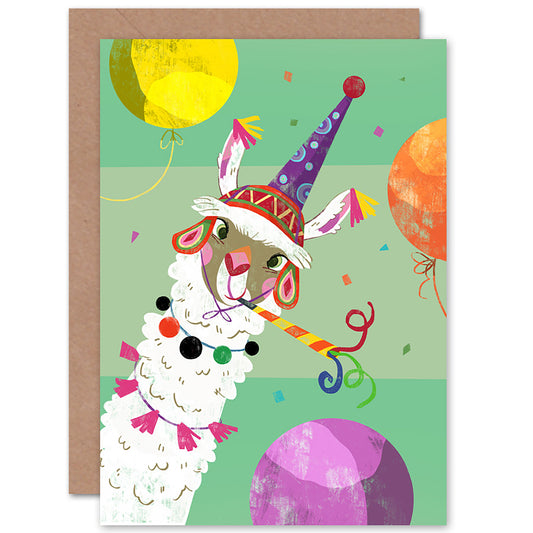 Cute Llama Girls Teen Party Balloons Kids Birthday Card