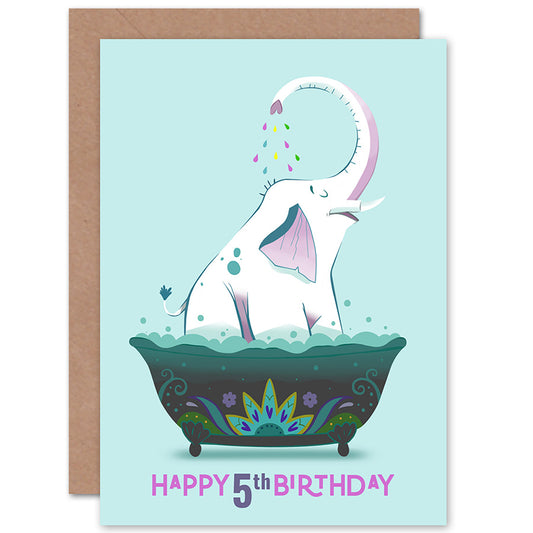 Elephant Bath Birthday Card