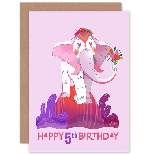 Elephant Flower Birthday Card