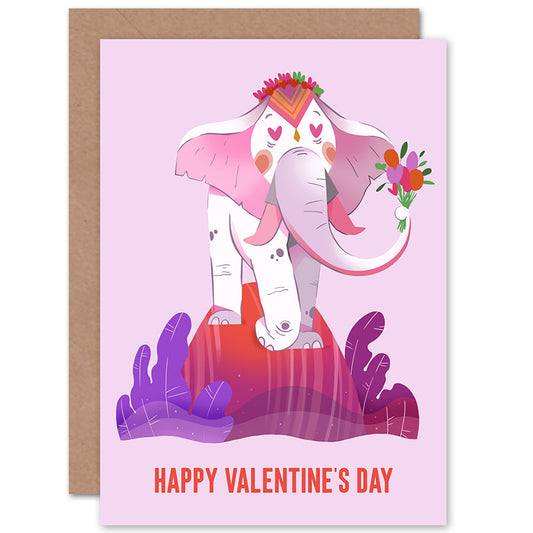 Flower Elephant Anniversary Valentine's Card