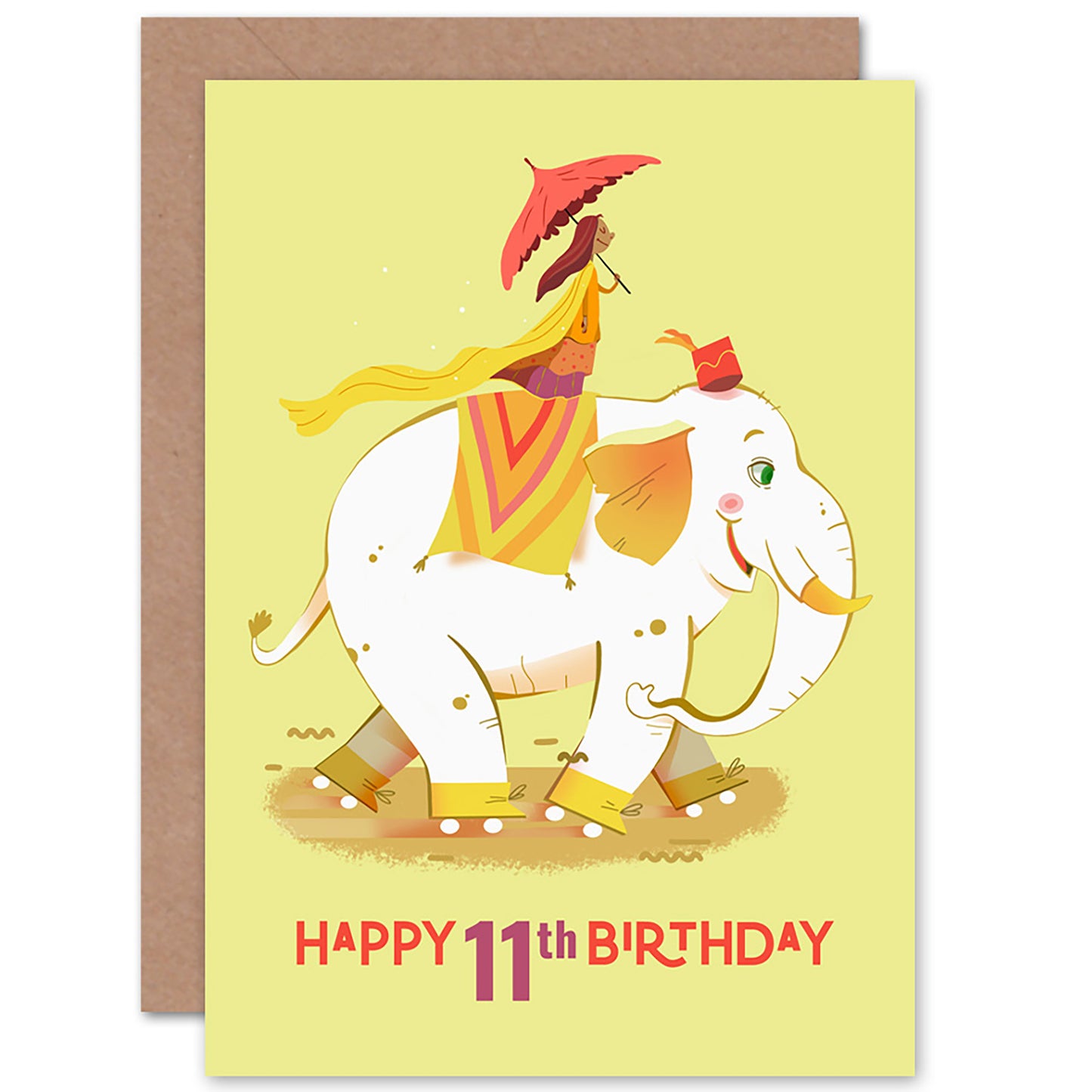Elephant Roller Skates Birthday Card