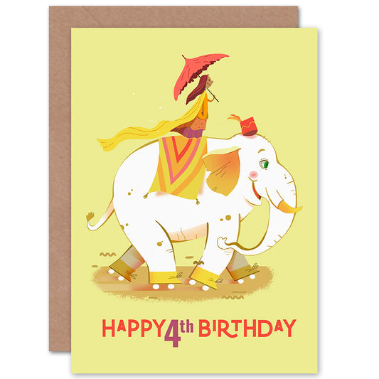 Elephant Roller Skates Birthday Card