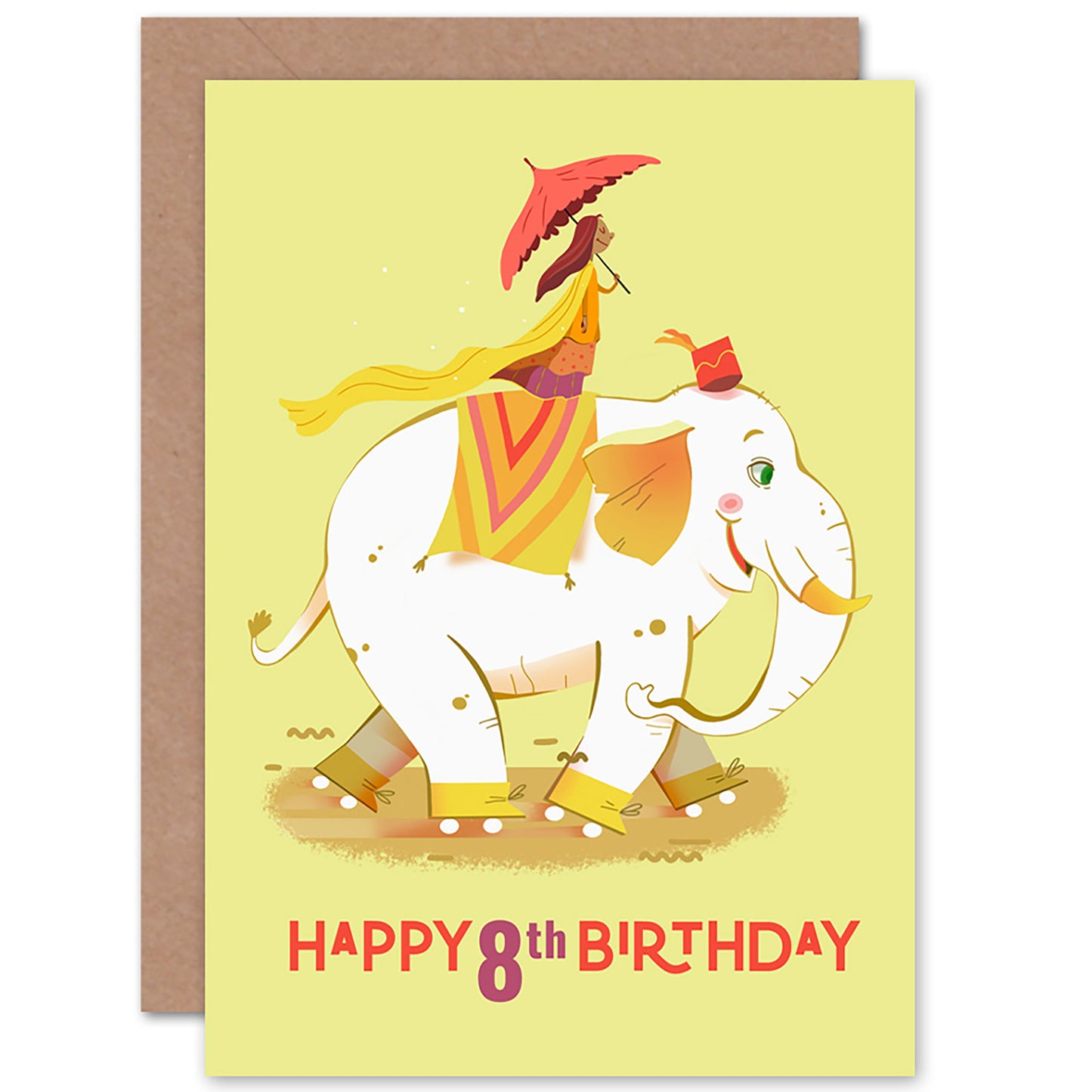 Elephant Roller Skates Birthday Card