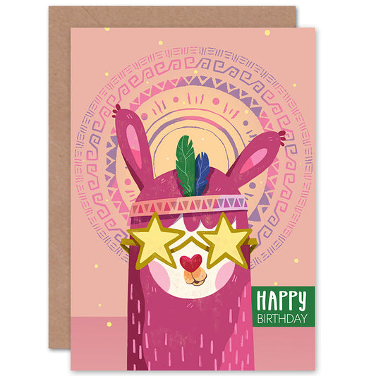 Llama Stars Girls Birthday Card