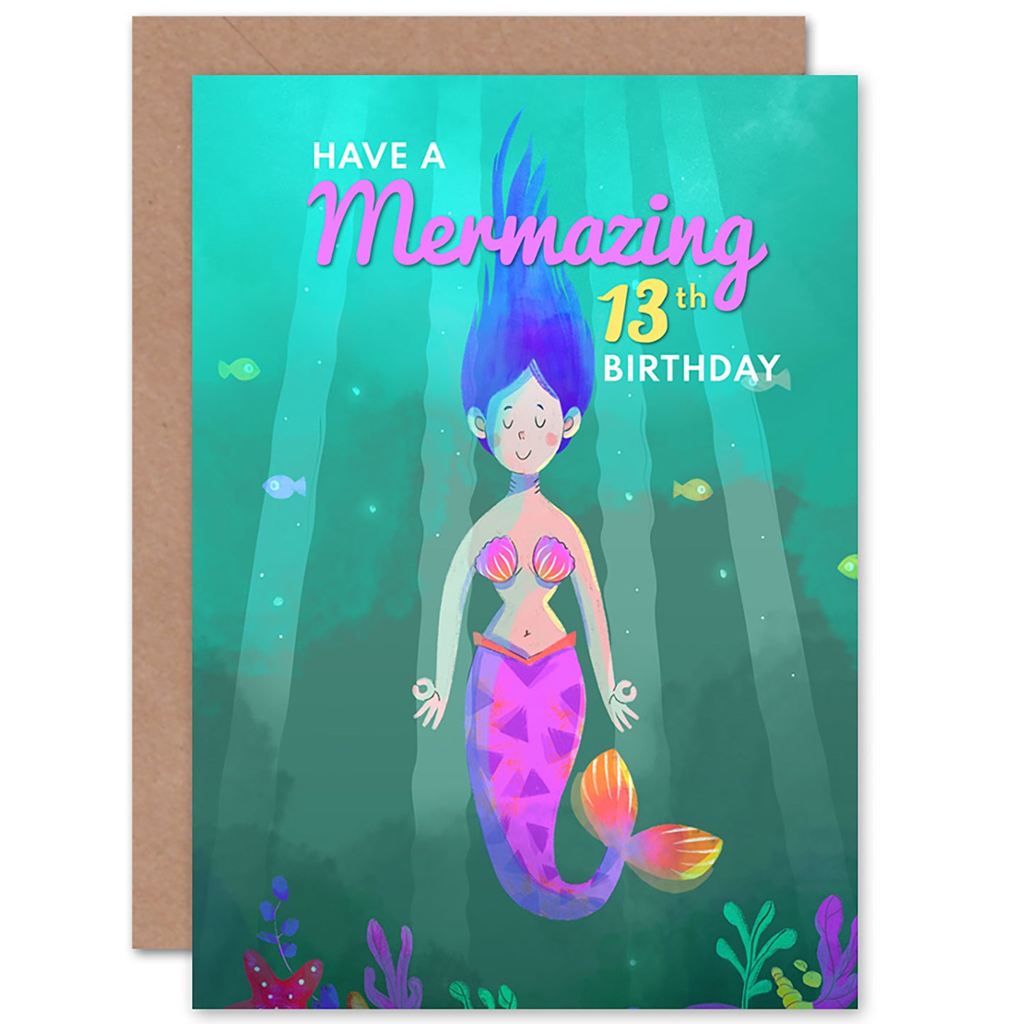 Mermaid Pink Mermazing Birthday Card