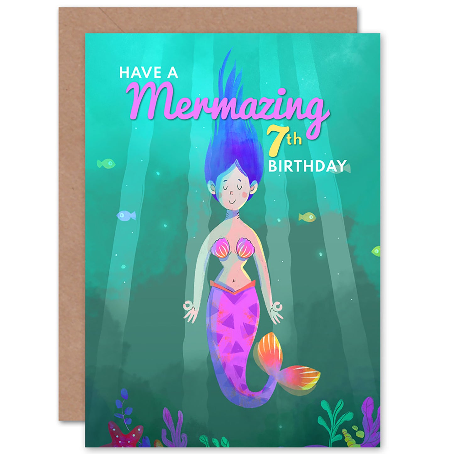 Mermaid Pink Mermazing Birthday Card