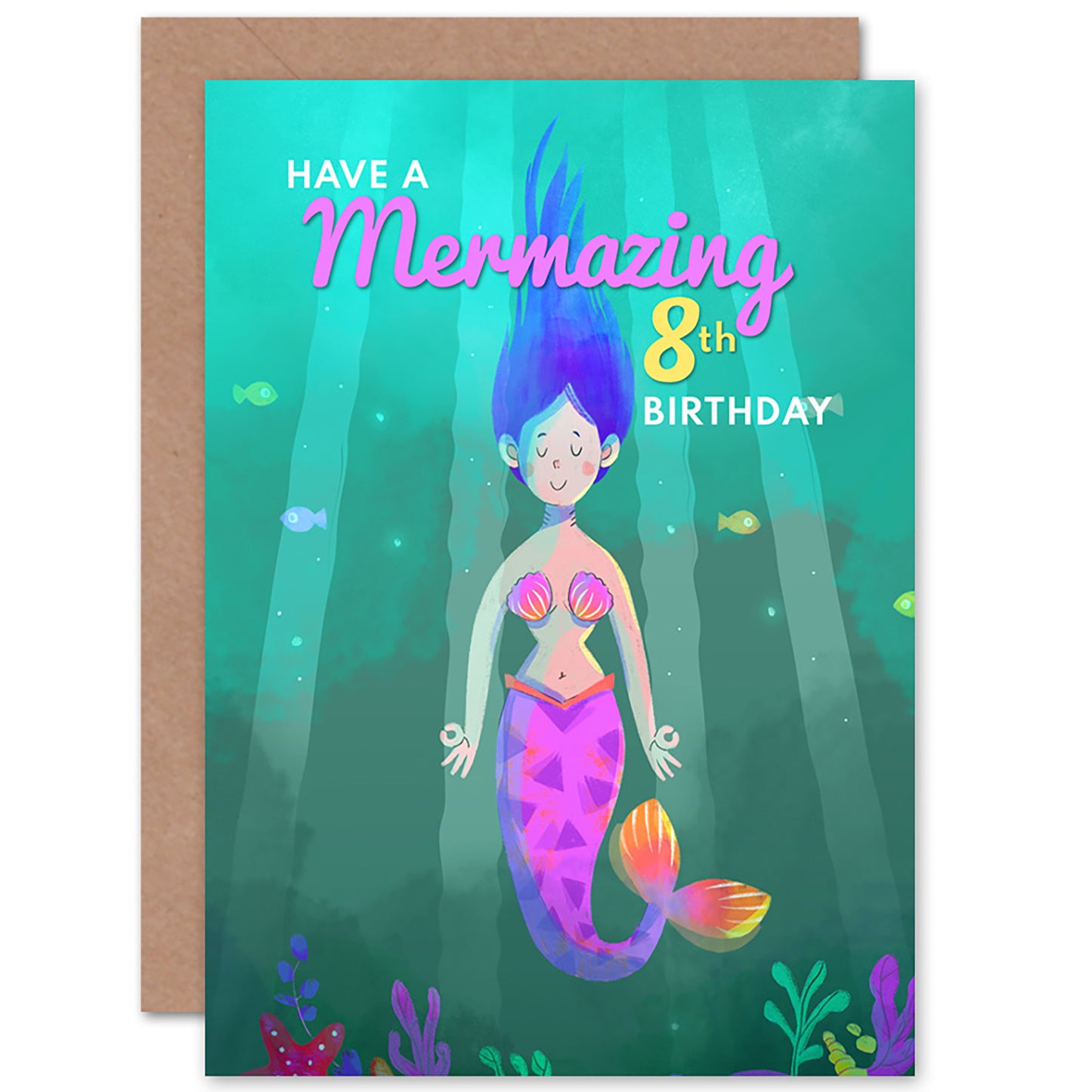 Mermaid Pink Mermazing Birthday Card