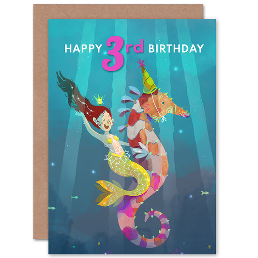 Mermaid Seahorse Birthday Card