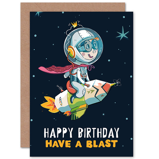 Space Rocket Astronaut Birthday Blast Birthday Card