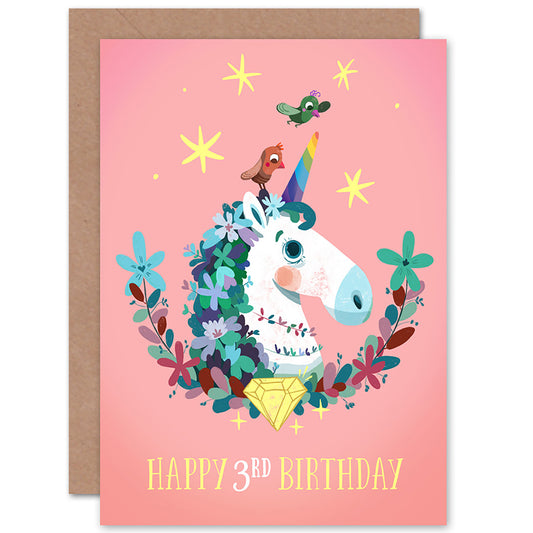 Unicorn Flowers Birthday Card
