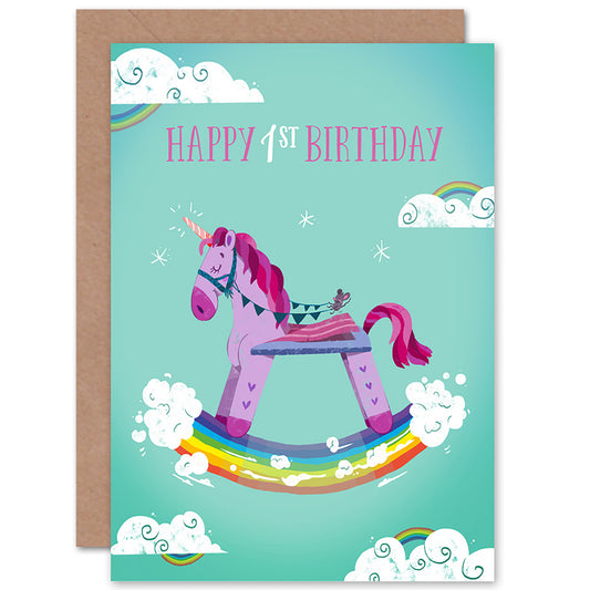 Unicorn Rocking Birthday Card