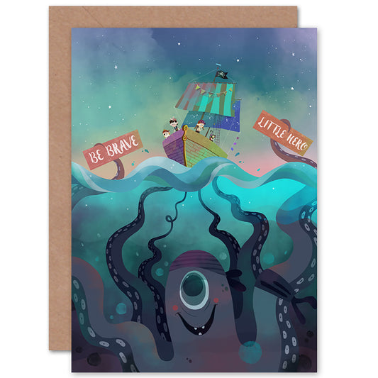 Pirates Be Brave Octopus Birthday Card