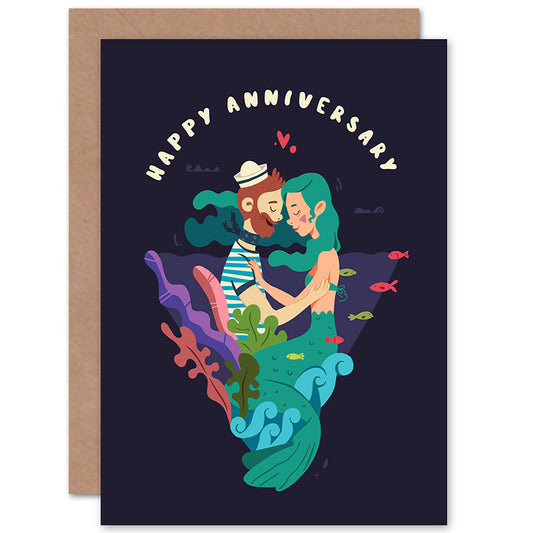 Sailor Mermaid Nautical Love Anniversary Card