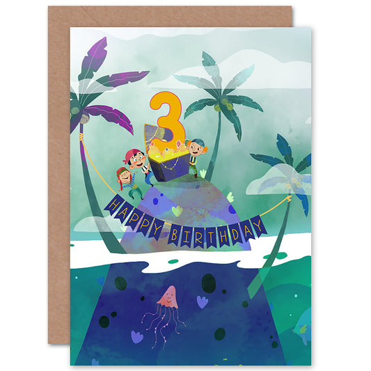 Pirate Treasure Kids Birthday Card