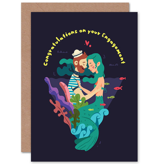 Sailor Mermaid Nautical Love Congratulations Engagement Card