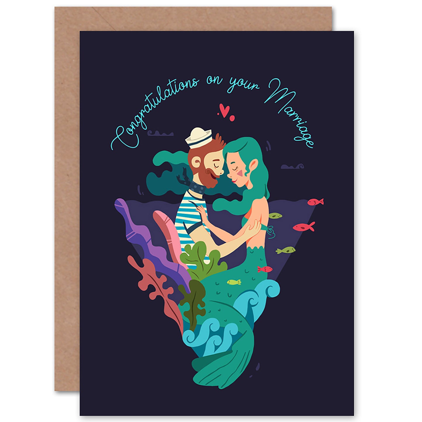 Sailor Mermaid Marriage Congratulations Card