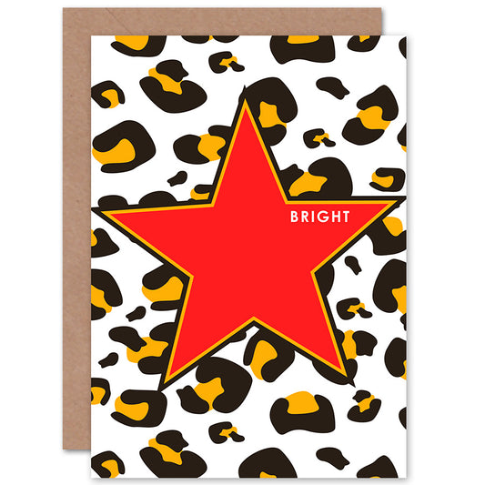 Red Shapes Bright Leopard Quote Greetings Card