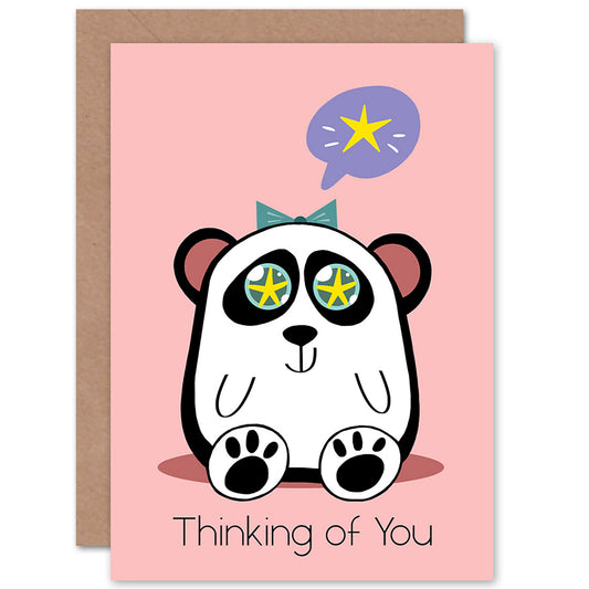 Kawaii Star Thinking of You Panda Greeting Card