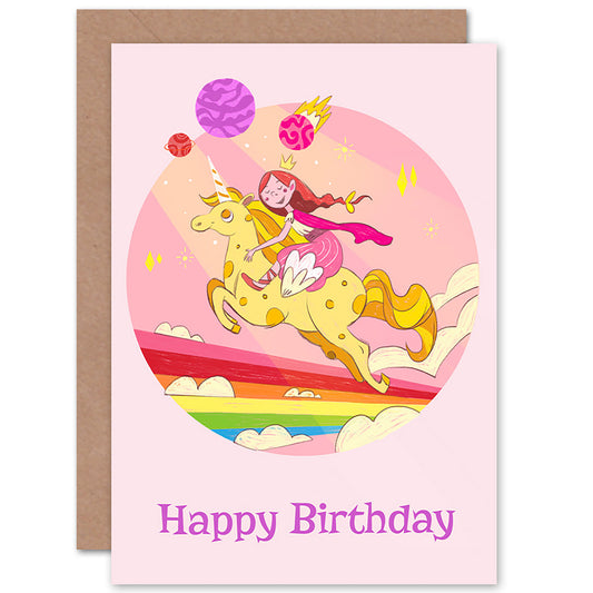Unicorn Princess Rainbow Birthday Card