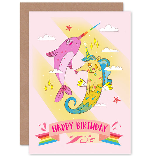 Unicorn Narwhal Kids Birthday Card