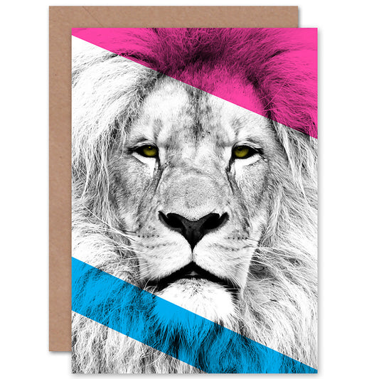 Contemporary Bold Cmyk Lion Greetings Card