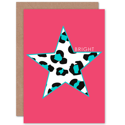 Pink Teal Bright Leopard Quote Greetings Card