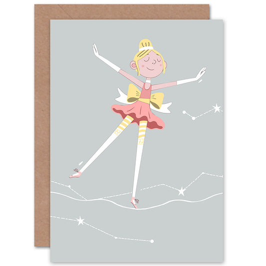 Girls Ballerina Dancer Stars Blonde Birthday Card