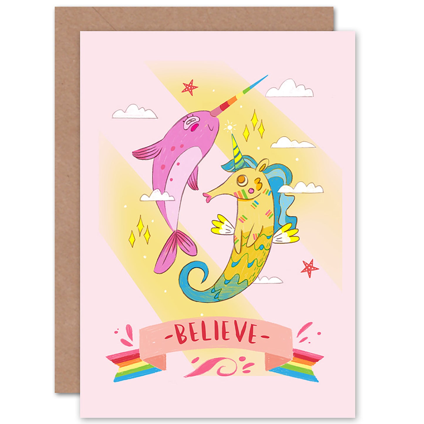 Unicorn Believe Narwhal Birthday Card