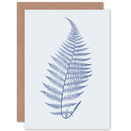 Cobalt Blue on White Fern Alpestre Botanical Greetings Card