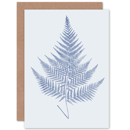 Cobalt Blue on White Fern Eppusum Botanical Greetings Card