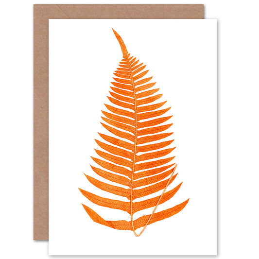 Fern Leaf Frond Orange Botanical Greetings Card