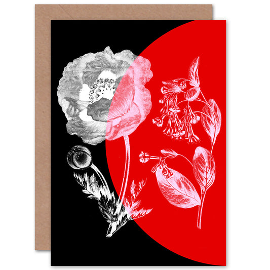 Colour Pop Red Circle Flower Floral Greetings Card