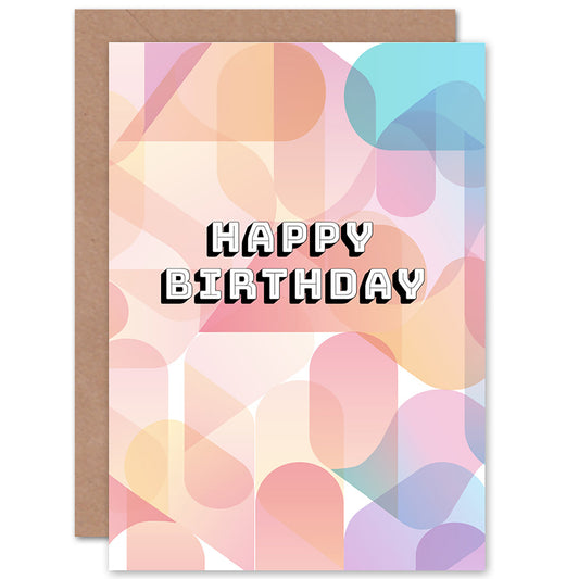 Abstract Soft Pastel Colour Pattern Birthday Card