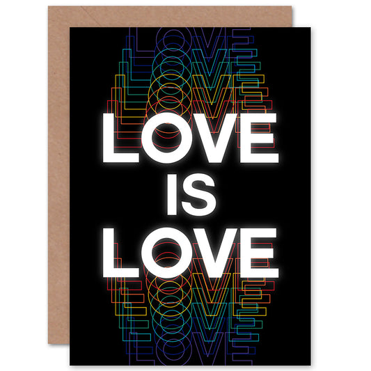 Love Is Rainbow Retro Quote Greetings Card